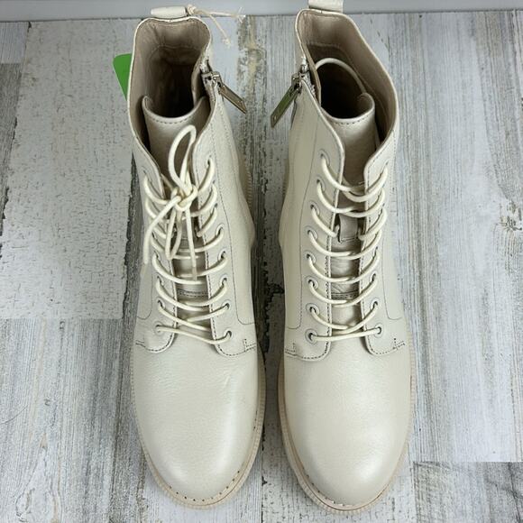 Sam Edelman womens sz 6.5M cream leather lace up chunky ankle boots - Picture 6 of 11